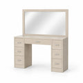 Frisiertisch aus MDF mit Spiegel und 6 Schubladen in Beige