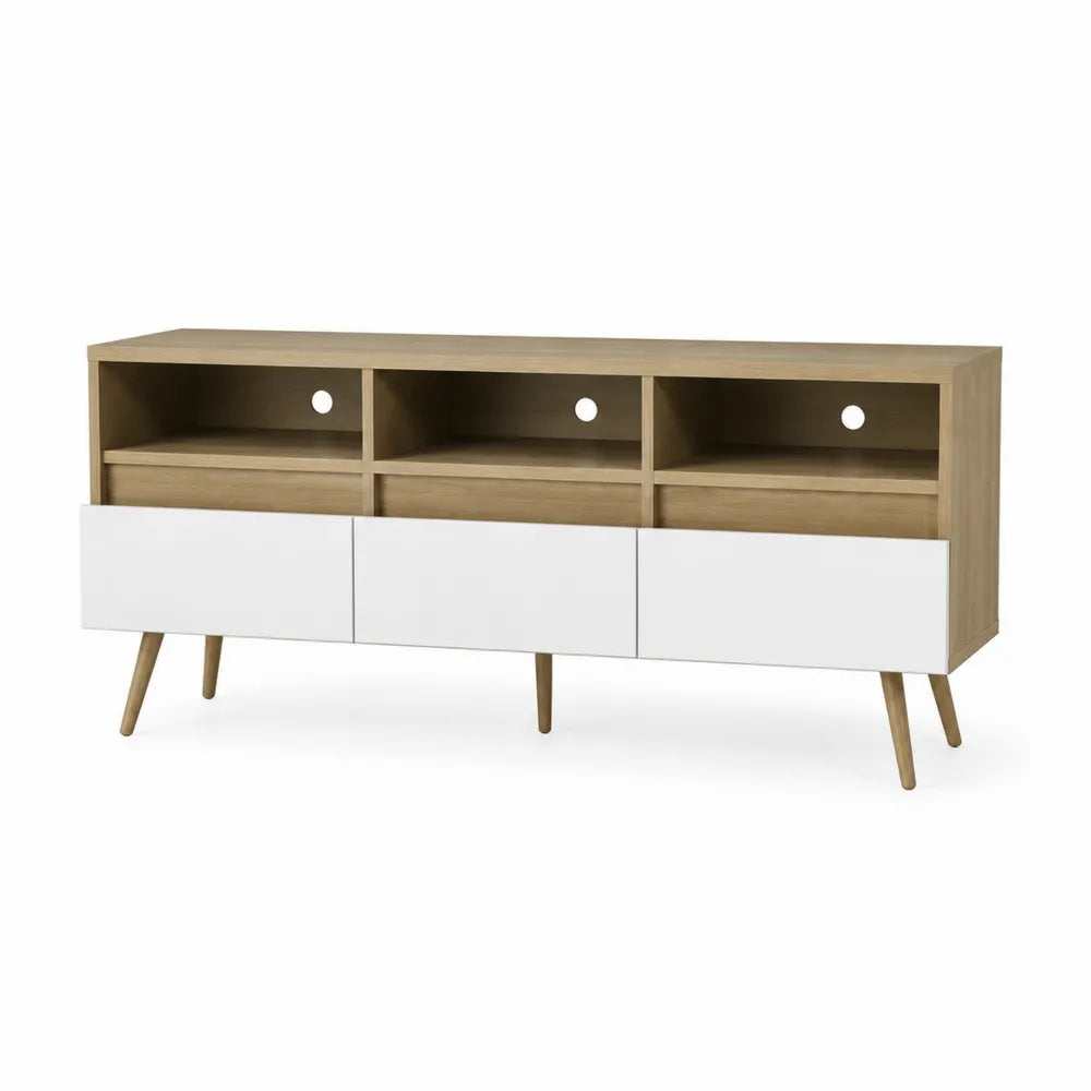 TV-Schrank MDF-Holz mit Weißen Fronten und offenen Fächern