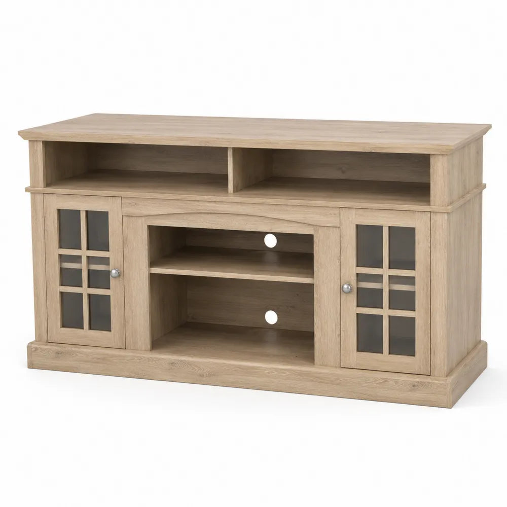 TV-Schrank MDF Eichenfurnier Glas Türen 120x50x60cm
