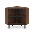 Eck-Sideboard aus Walnussholz mit Stahltüren, Braun