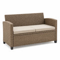 Gartensofa 2-Sitzer Polyrattan Beige Creme 130cm