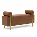 Sitzbank Leder Braun mit Metallgestell 120cm