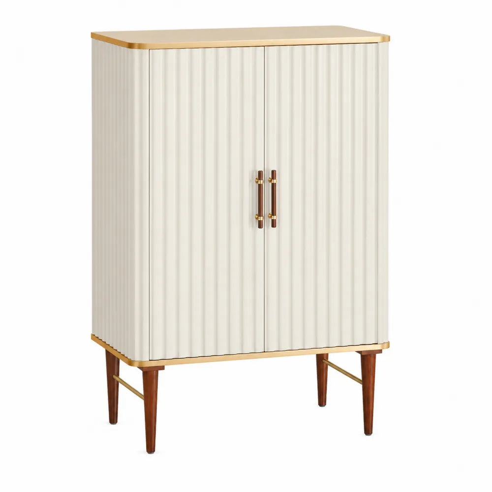Sideboard Cremefarben Holzwerkstoff mit Metallbeinen