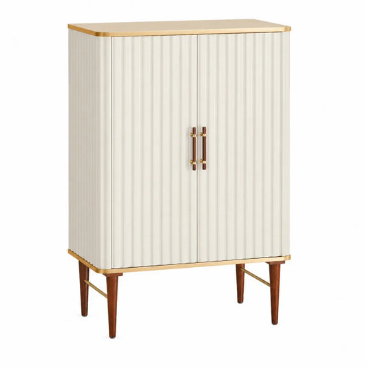 Sideboard Cremefarben Holzwerkstoff mit Metallbeinen