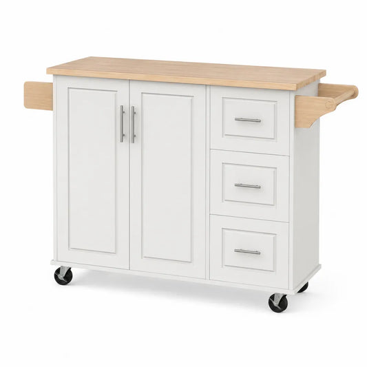 Küchenwagen mit Rollen aus Holz und MDF, Weiß