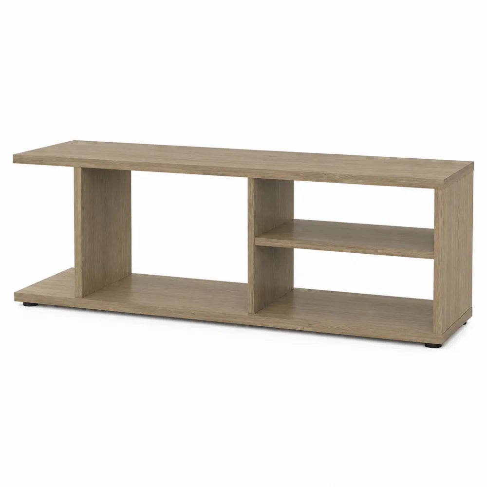 TV-Lowboard Holzfaserplatte Eichenoptik mit offenen Fächern