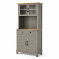 Holz-Sideboard mit Glasfronten in Grau und Natur